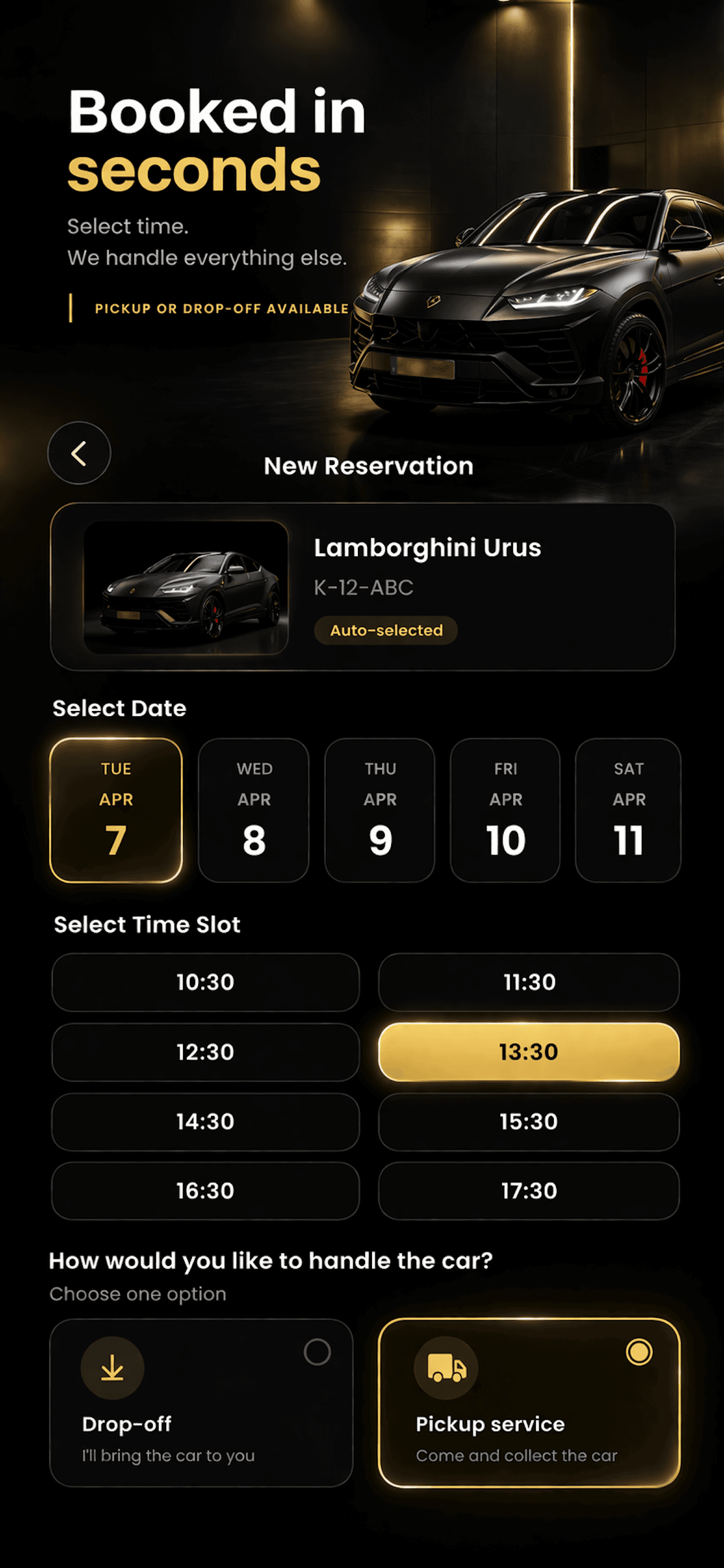 New reservation screen