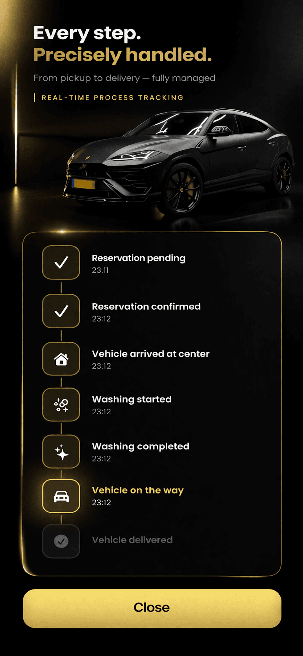 Reservation status screen